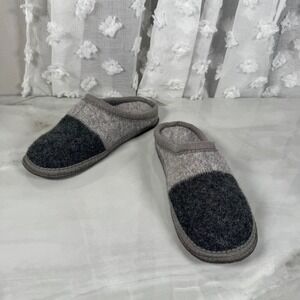 Kapmoz Two Tone Organic Merino Wool Mule Slipper Grey Boiled Wool Unisex Size 40